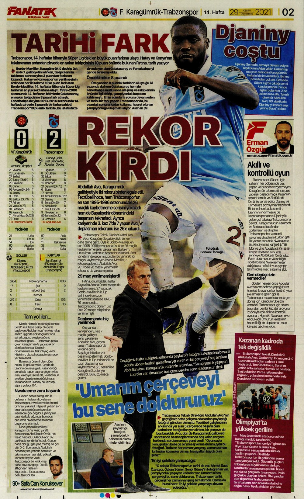 29 Kasım 2021 günün spor manşetleri | Cimbom puan bıraktı, Trabzonspor namağlup! 11