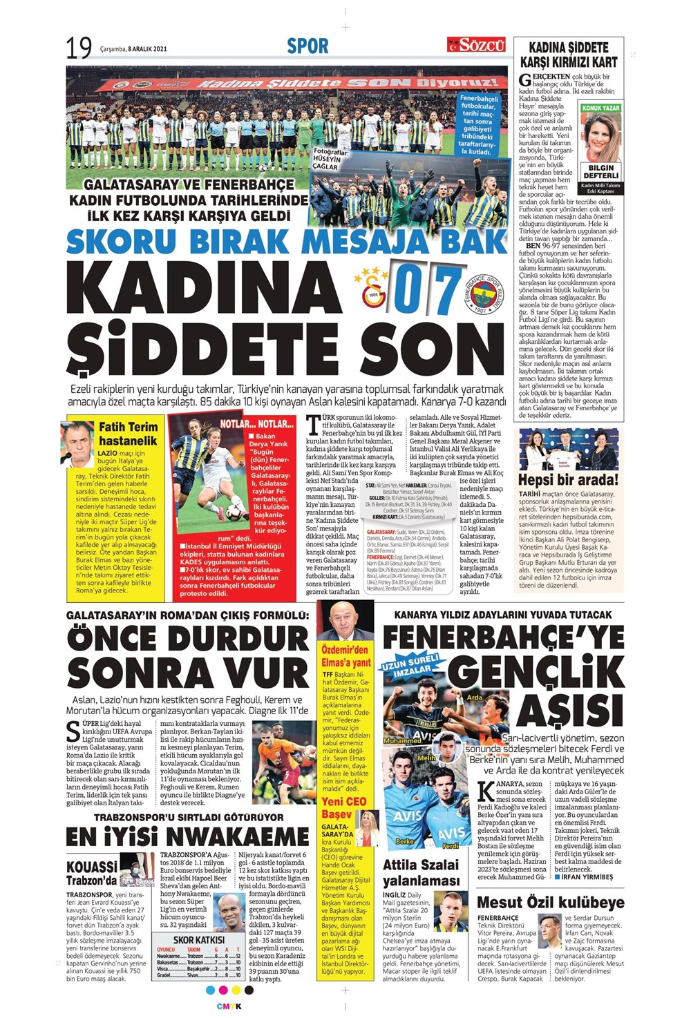 8 Aralık 2021 Çarşamba günün spor manşetleri |Beşiktaş'ın Şampiyonlar Ligi çilesi bitti! 17