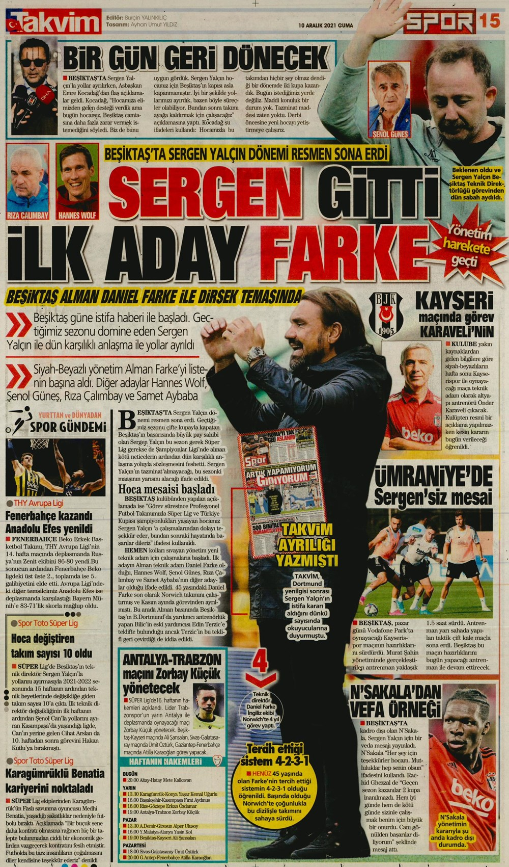 10 Aralık 2021 günün spor manşetleri | Cimbom namağlup lider, Fener Konferans Ligi'nde! 23