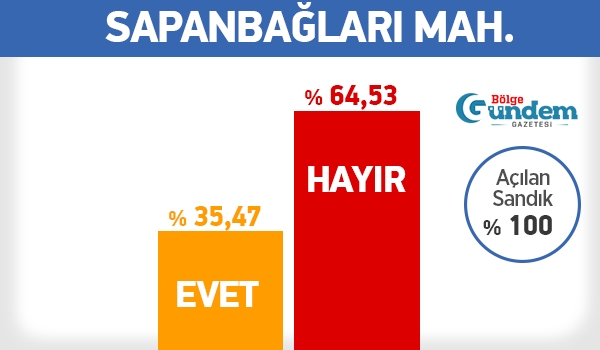 Pendik 16 Nisan Referandum Mahalle sonuçları 30