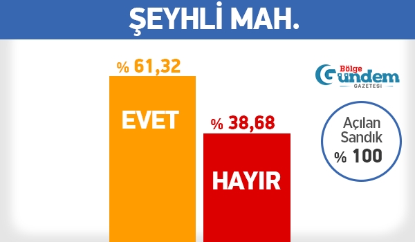 Pendik 16 Nisan Referandum Mahalle sonuçları 32