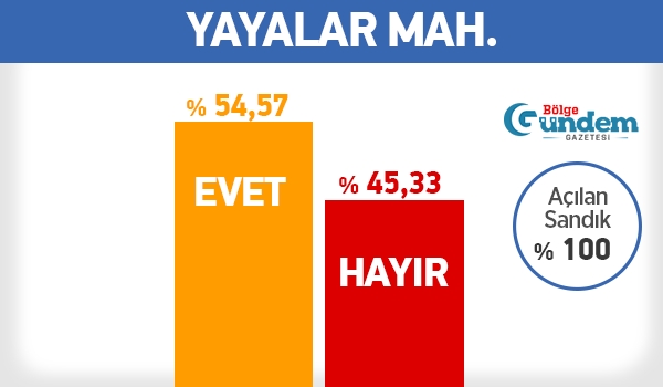 Pendik 16 Nisan Referandum Mahalle sonuçları 33