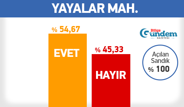 Pendik 16 Nisan Referandum Mahalle sonuçları 34