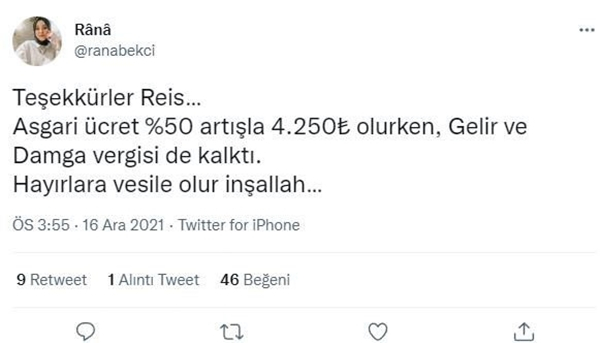 Asgari ücret zammı sonrası Twitter'da trend topic oldu: #TeşekkürlerErdoğan 5