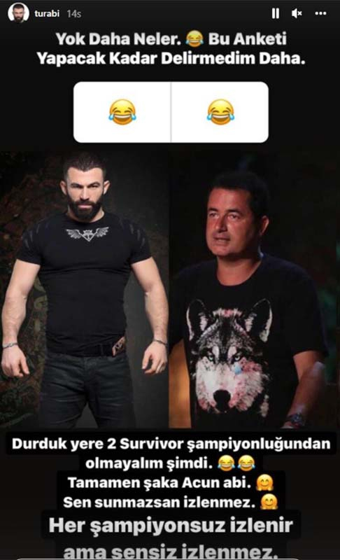 Turabi'nin gözü Acun'un koltuğunda mı? Yaptığı anket dikkat çekti! Survivor All Star'da yer almayın ne yapacağını şaşırdı! 4