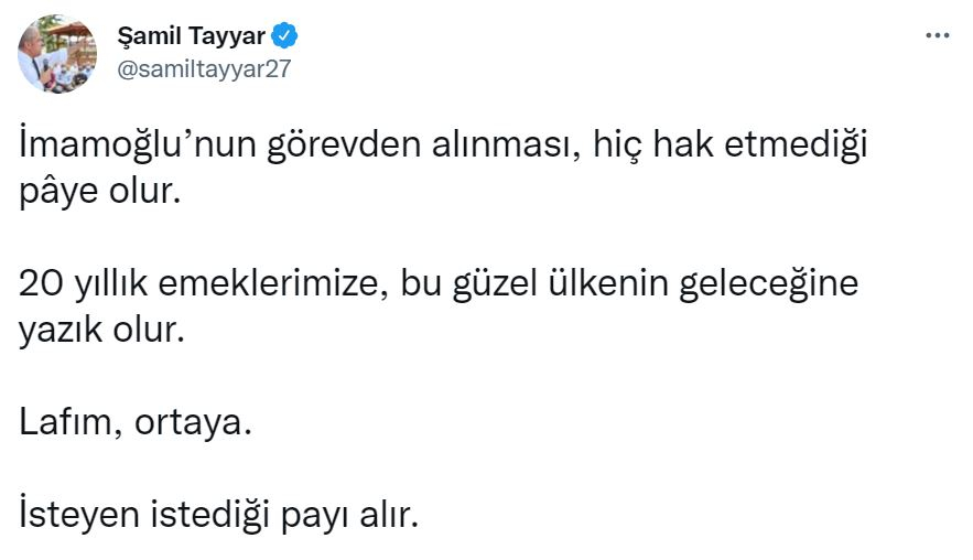 İBB Başkanı Ekrem İmamoğlu görevden mi alınacak? Şamil Tayyar'dan dikkat çeken paylaşım 7