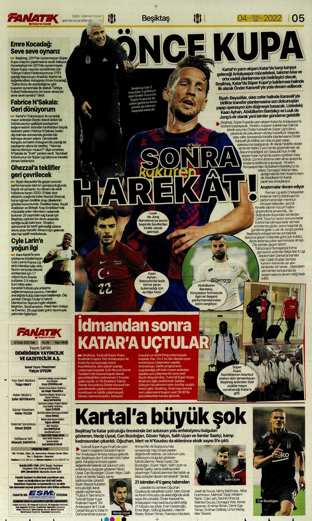 4 Ocak 2022 Salı günün spor manşetleri | Edin Visca'da mutlu son! 5