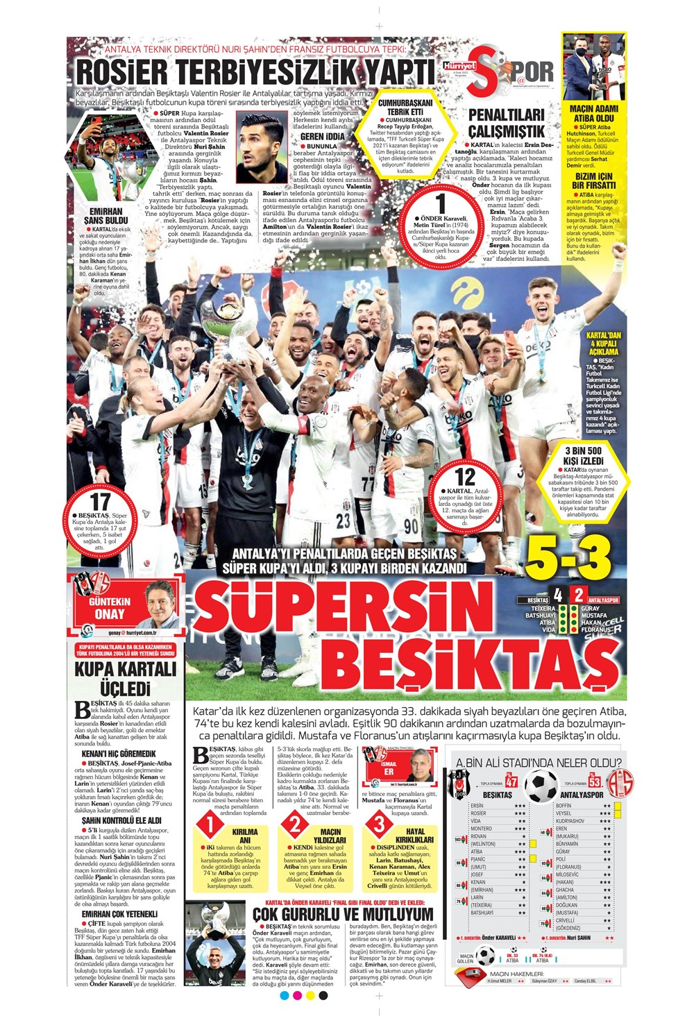 6 Ocak 2022 Perşembe günün spor manşetleri | Beşiktaş, sezonu 3 kupayla tamamladı! 29