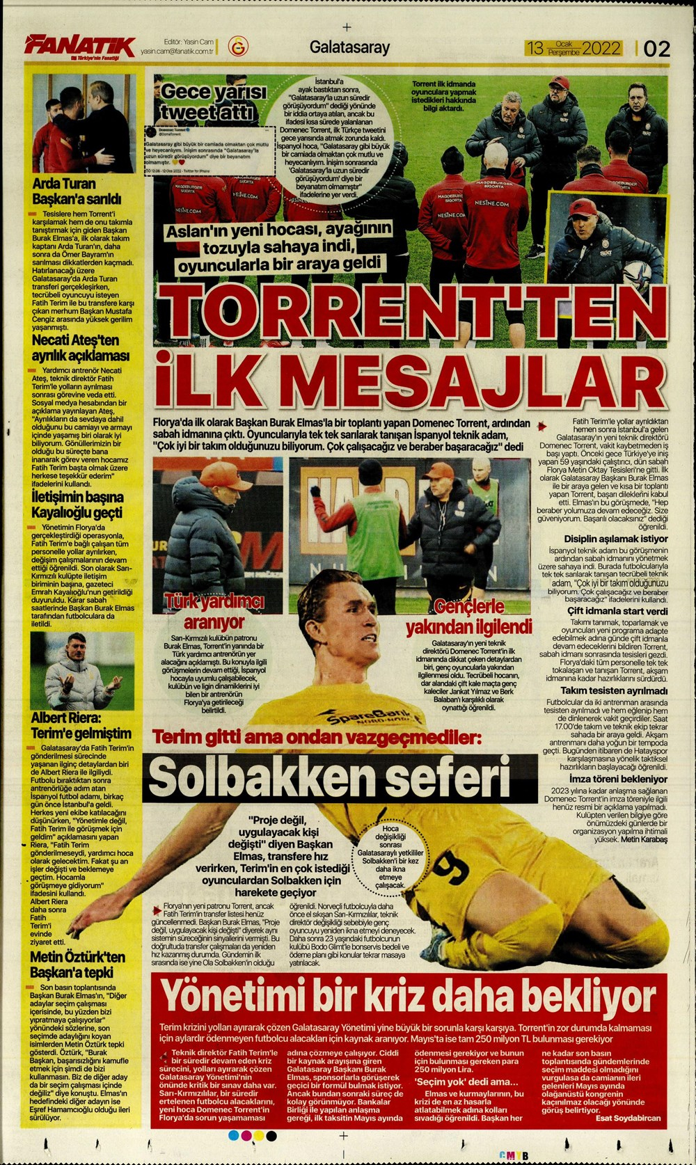 13 Ocak 2022 Perşembe günün spor manşetleri | Fenerbahçe'de ikinci kez İsmail Kartal dönemi! 33