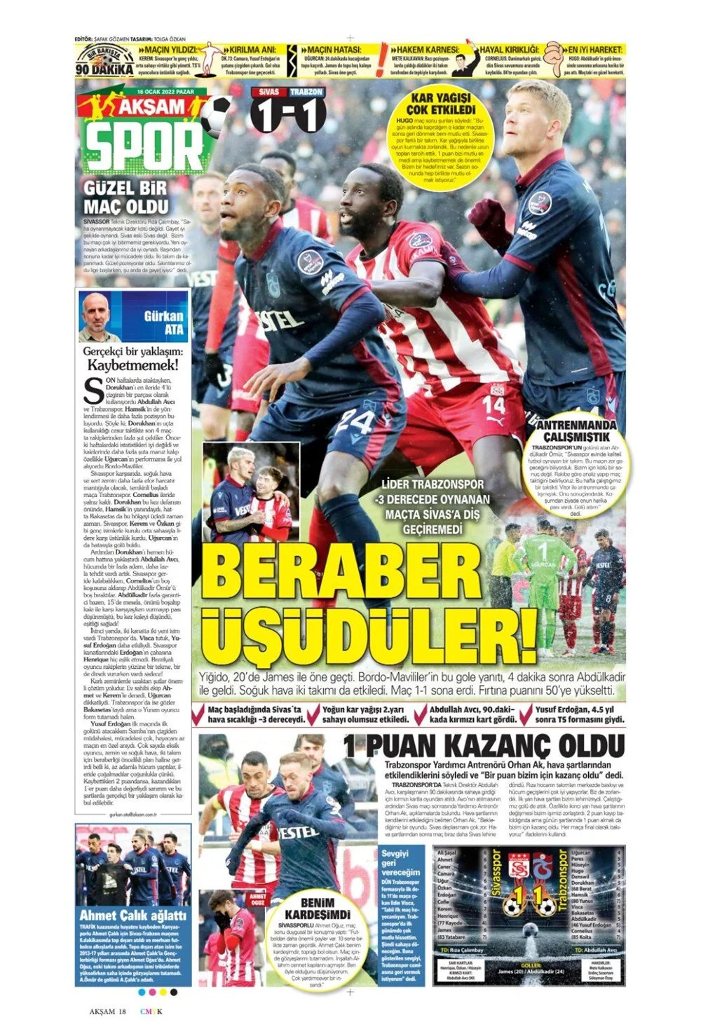 16 Ocak 2022 Pazar günün spor manşetleri | Trabzonspor ve Fenerbahçe, deplasmanda takıldı! 4