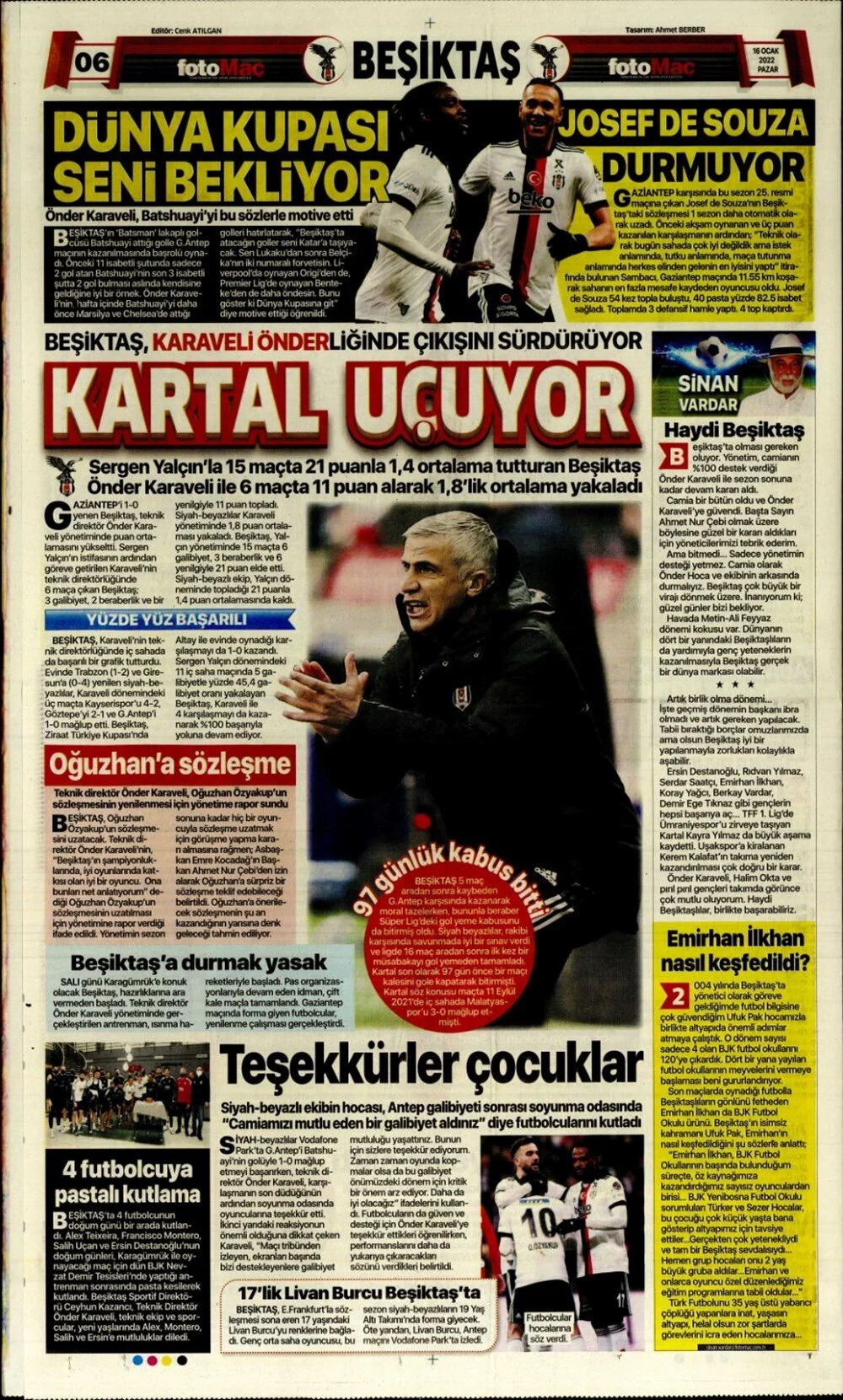 16 Ocak 2022 Pazar günün spor manşetleri | Trabzonspor ve Fenerbahçe, deplasmanda takıldı! 9