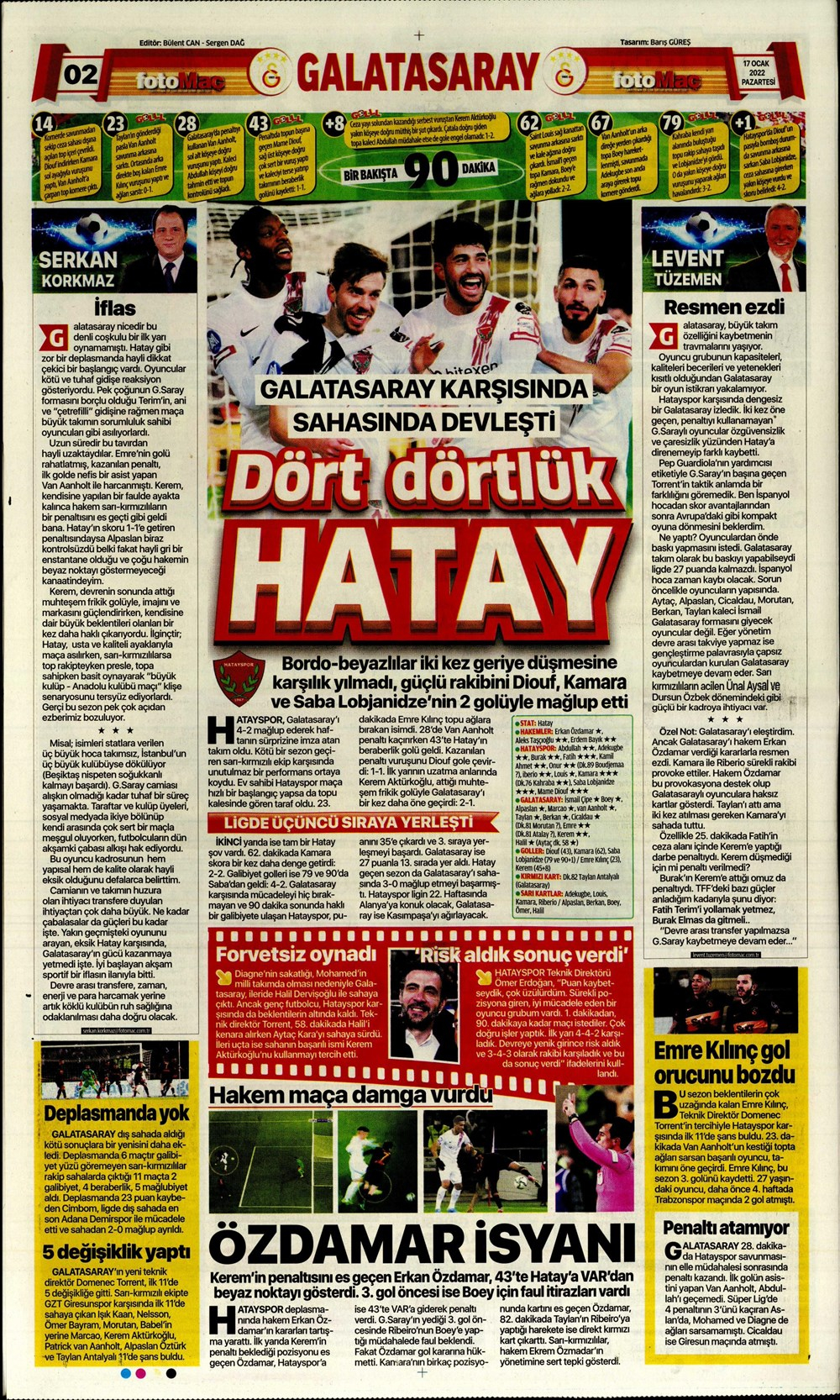 17 Ocak 2022 Pazartesi günün spor manşetleri | Torrent, Galatasaray'ın derdine çare olamadı! 28