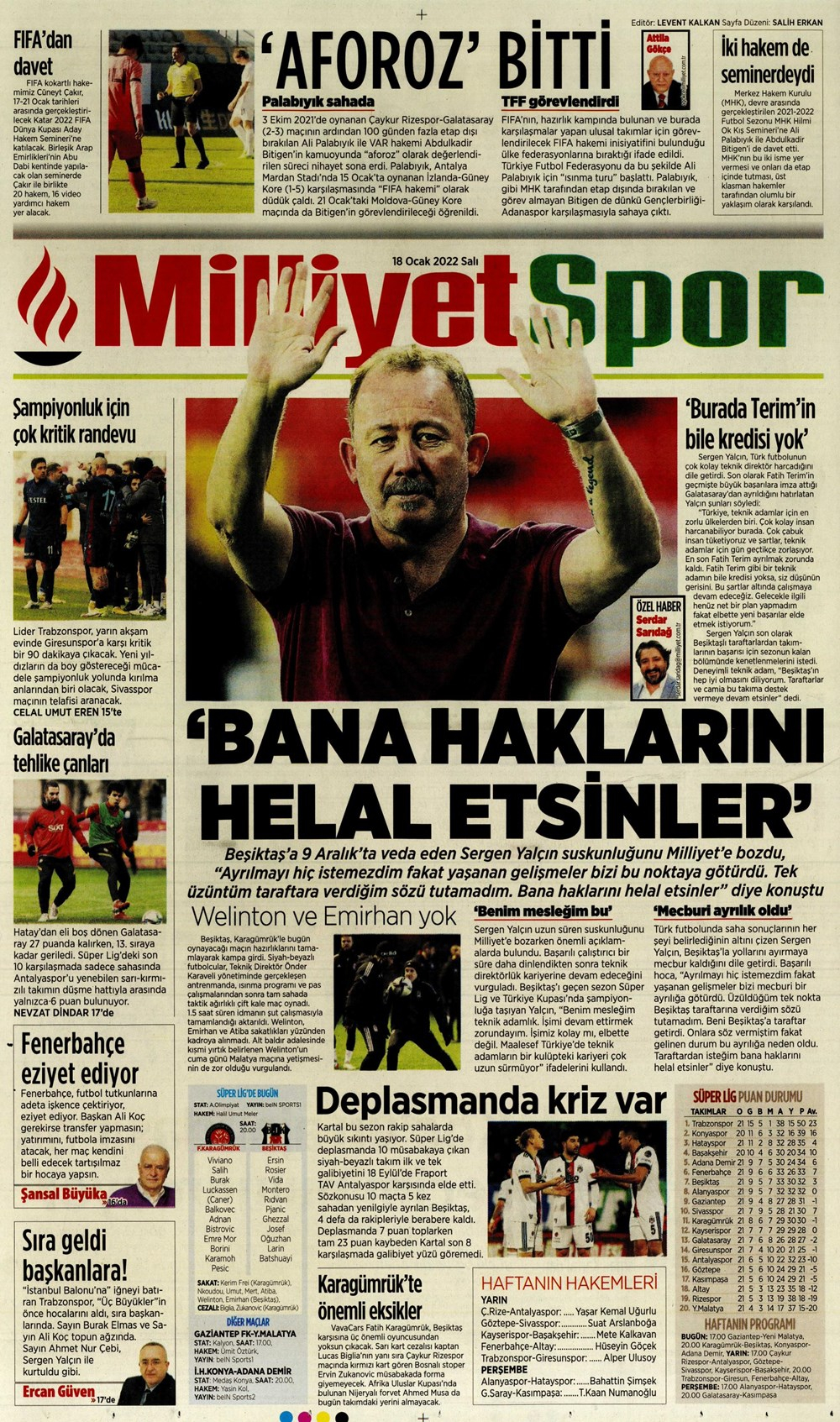 18 Ocak 2022 günün spor manşetleri | Süper Lig'de 22. hafta mücadeleleri başlıyor! 40