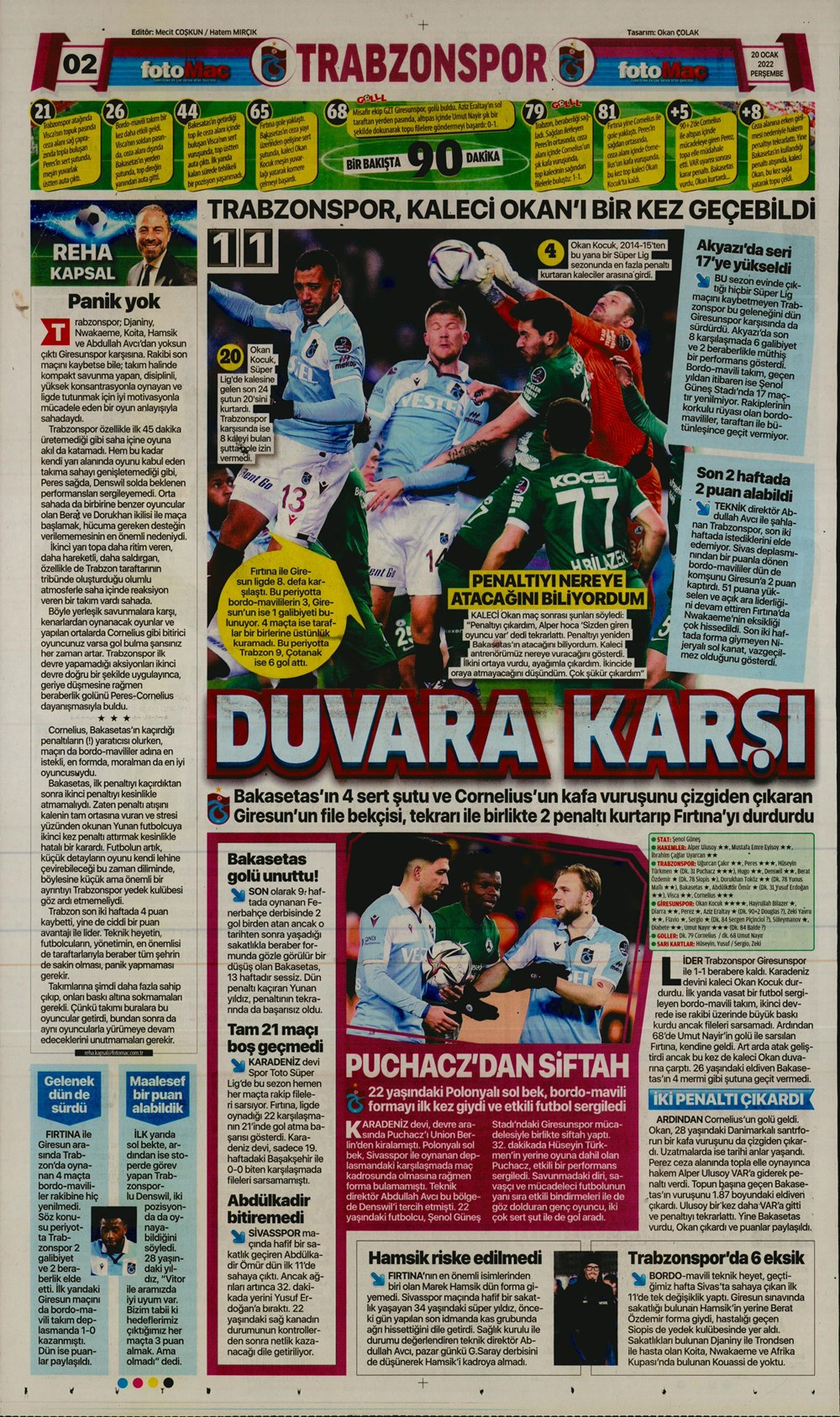 20 Ocak 2022 Perşembe günün spor manşetleri | Trabzonspor Okan Koçuk'u geçemedi, Fenerbahçe geri döndü! 30