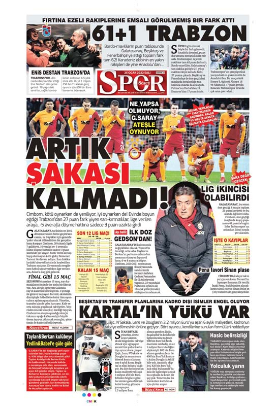 25 Ocak 2022 Salı günün spor manşetleri | Cimbomda bardak taştı! 24