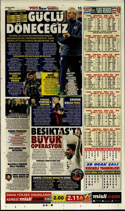 25 Ocak 2022 Salı günün spor manşetleri | Cimbomda bardak taştı! 6