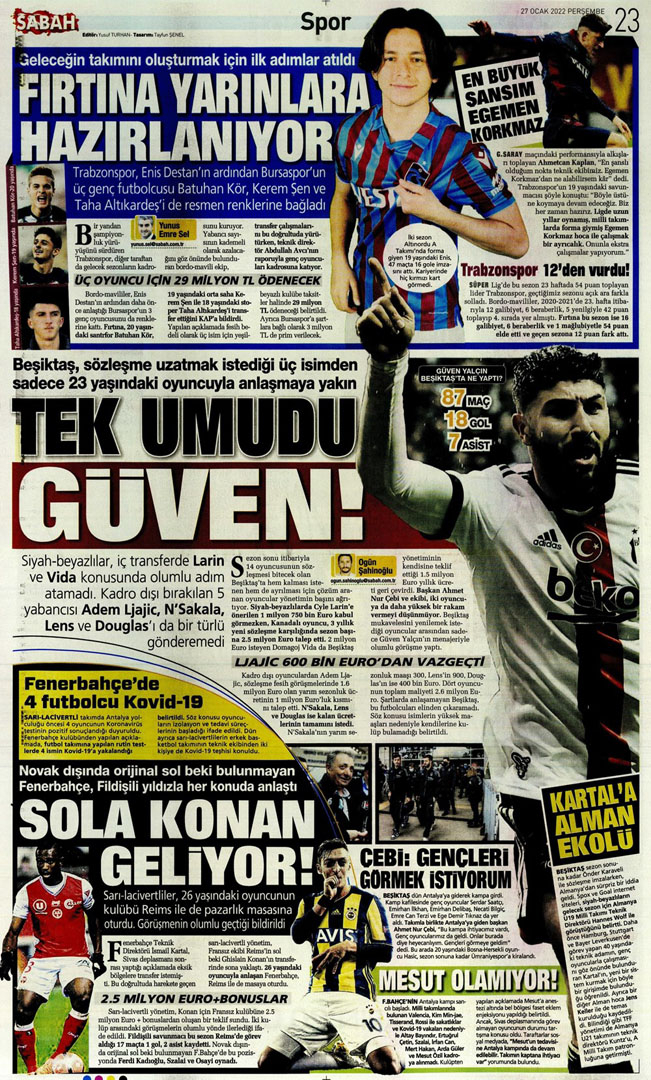 27 Ocak 2022 Perşembe günün spor manşetleri | Mısır, Fildişi Sahilleri'ni yend, Mostafa Mohamed ülkesinde kaldı! 6