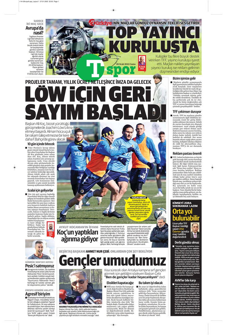 28 Ocak 2022 Cuma günün spor manşetleri | Cimbomda Gomis sesleri! 15