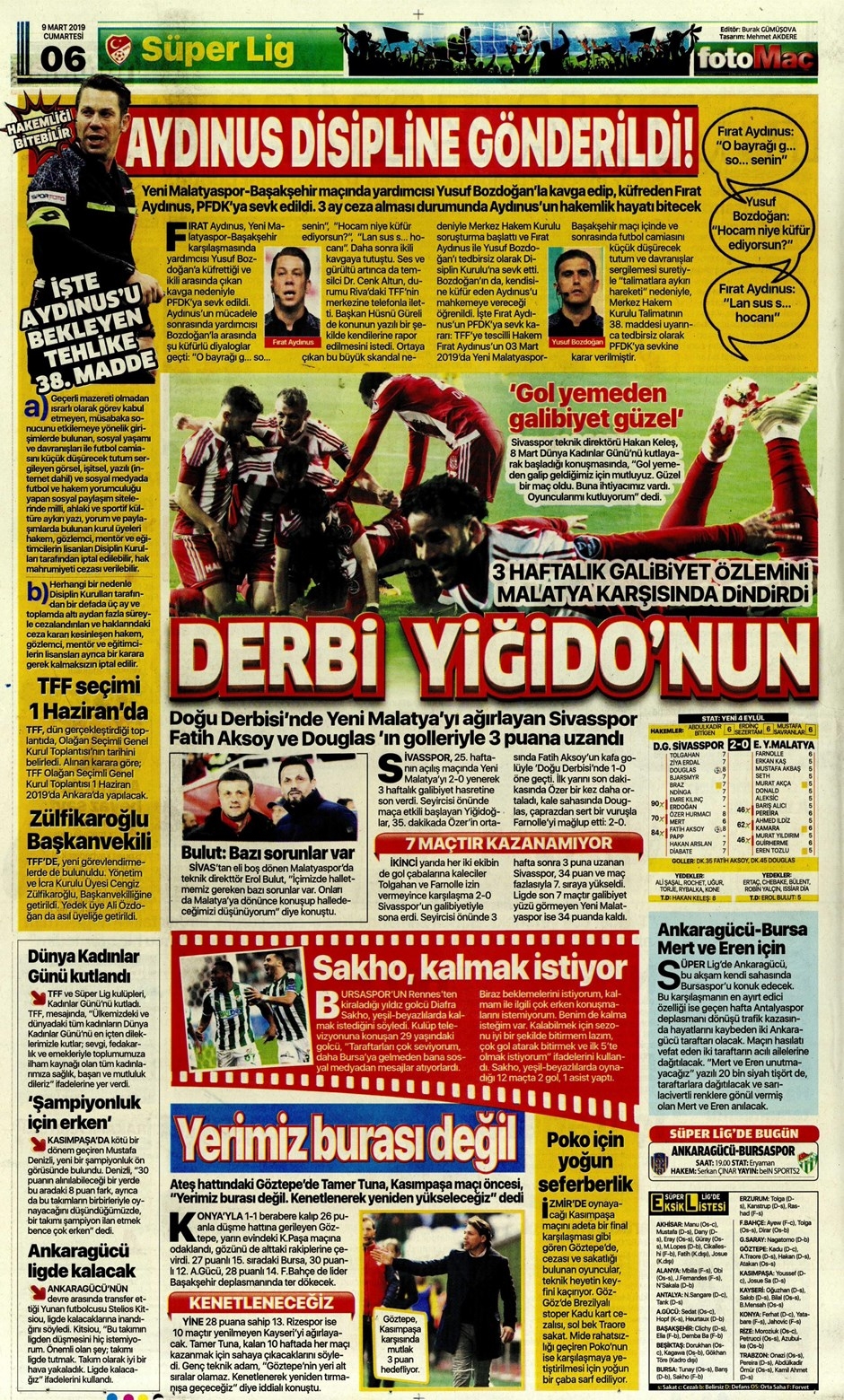 Günün Spor Manşetleri 9 Mart 2019 10