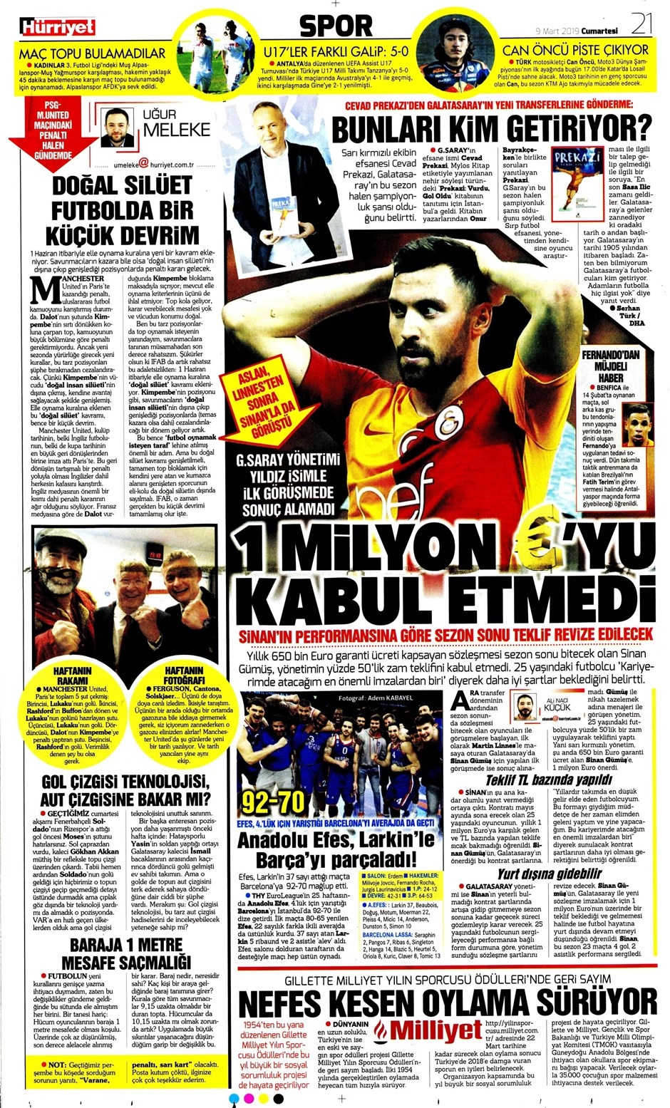 Günün Spor Manşetleri 9 Mart 2019 11