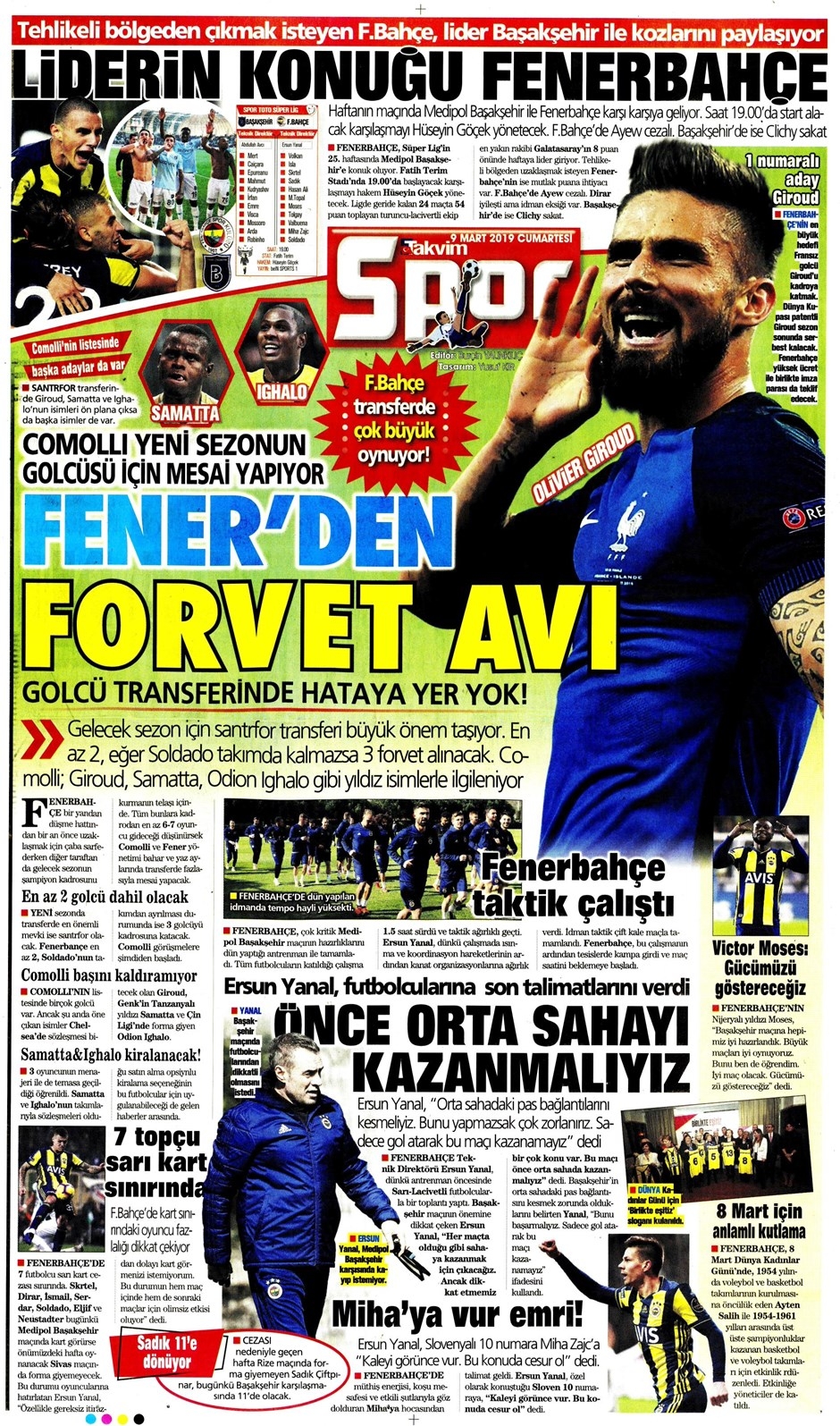 Günün Spor Manşetleri 9 Mart 2019 16