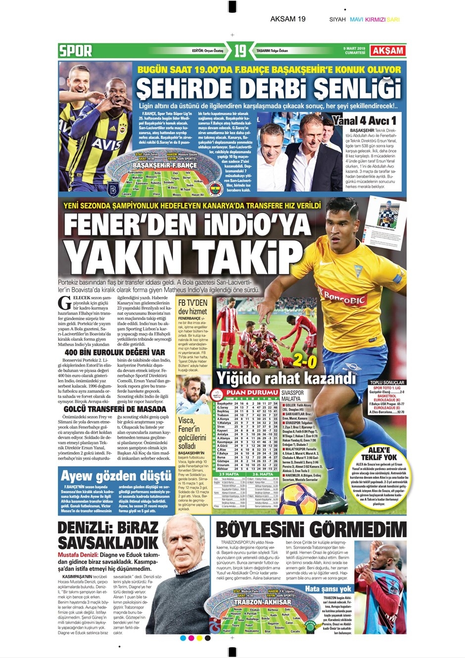 Günün Spor Manşetleri 9 Mart 2019 2