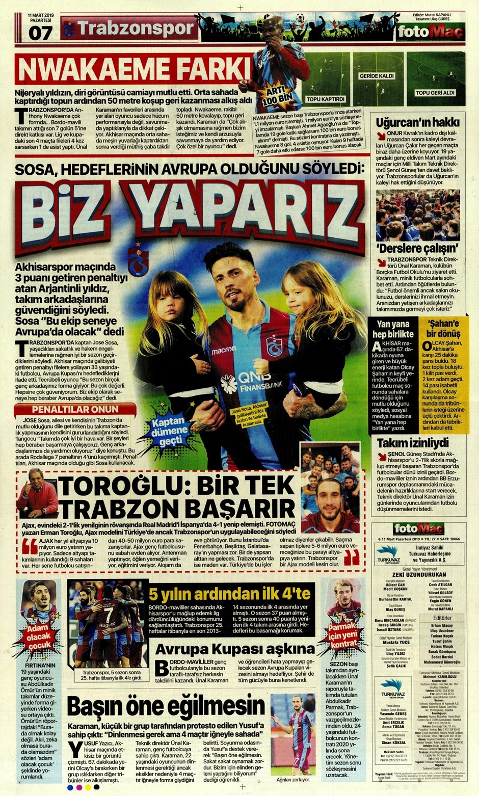 Günün Spor Manşetleri (11 MART 2019) 11