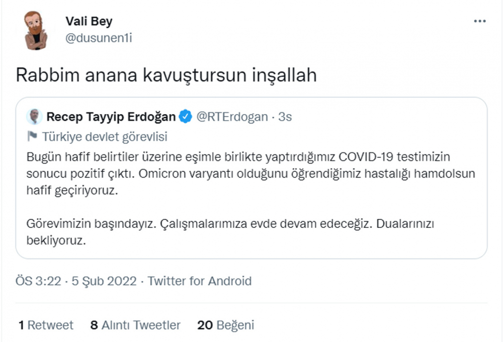 Sorsan hepsi ifade özgürlüğü! Covid-19 testi pozitif çıkan Cumhurbaşkanı Erdoğan ve eşine sosyal medyadan nefret kustular! 5