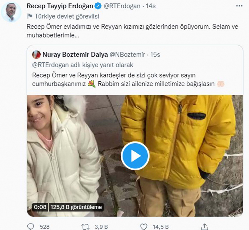 Çocuklardan, Tayyip dedelerine "Geçmiş olsun" mesajı! Cumhurbaşkanı Erdoğan, sosyal medya hesabını onlara ayırdı, Twitter çiçek bahçesine döndü! 11