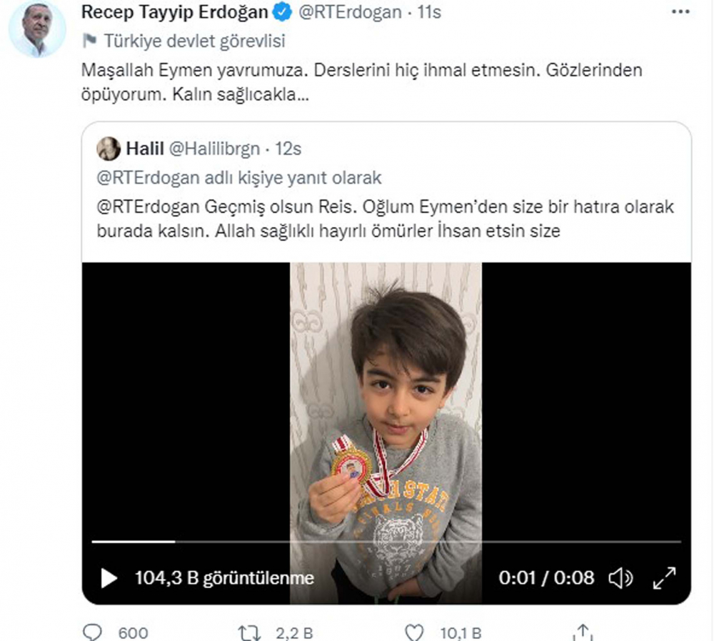 Çocuklardan, Tayyip dedelerine "Geçmiş olsun" mesajı! Cumhurbaşkanı Erdoğan, sosyal medya hesabını onlara ayırdı, Twitter çiçek bahçesine döndü! 6