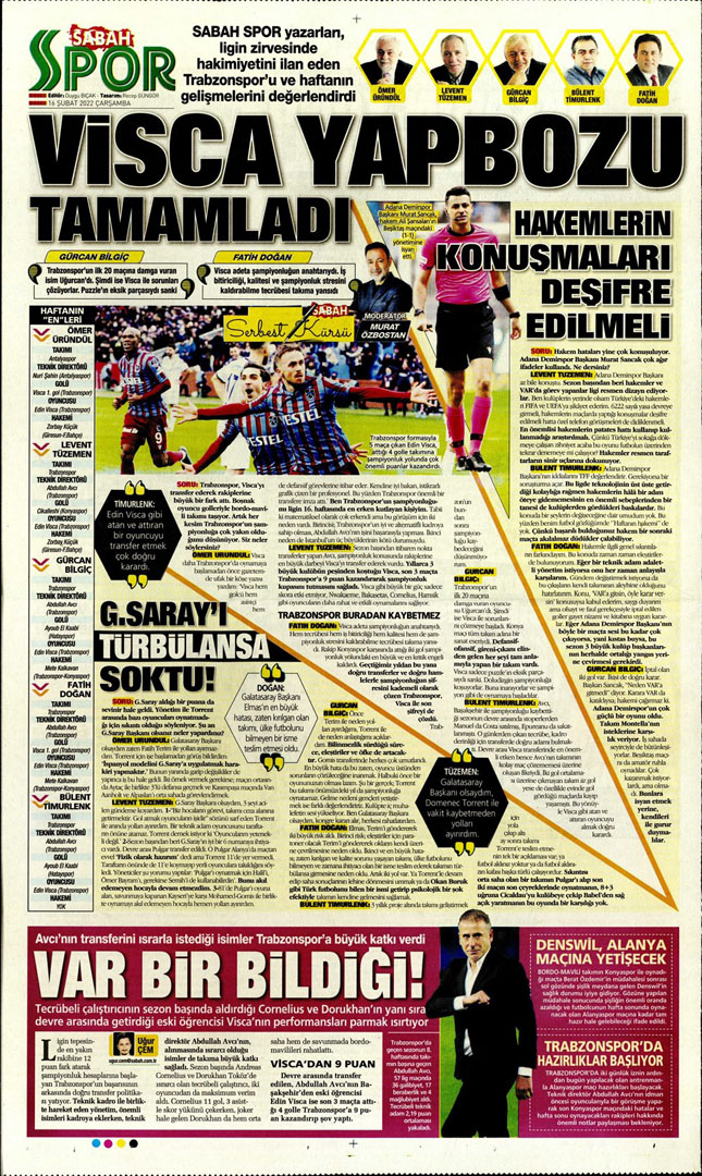 16 Şubat 2022 Çarşamba günün spor manşetleri | Devler Ligi'nde dev maçlar! 21