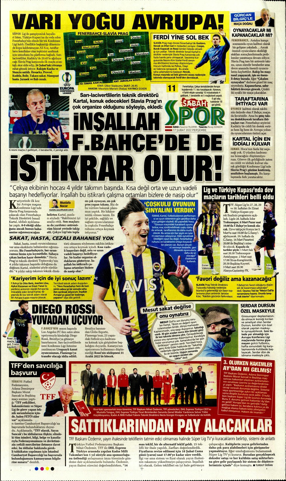 17 Şubat 2022 Cuma günün spor manşetleri | Fenerbahçe zorlu Prag sınavına çıkıyor! 9