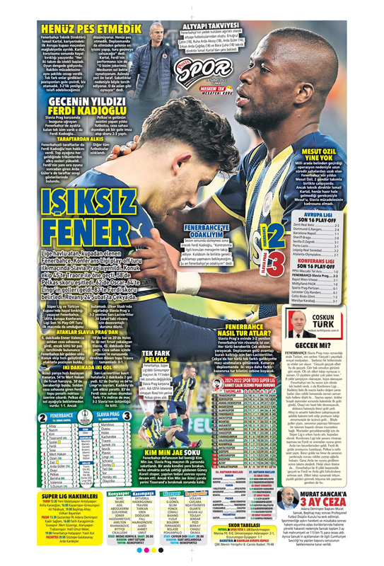 18 Şubat 2022 Cuma günün spor manşetleri | Fenerbahçe Avrupa'yı da zora soktu! 18