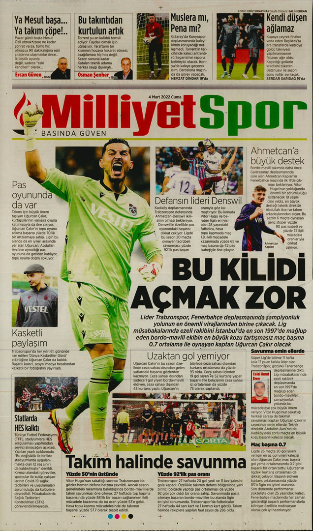 4 Mart 2022 Cuma günün spor manşetleri | Ziraat Türkiye Kupası'nda çeyrek final eşleşmeleri belli oldu! 30