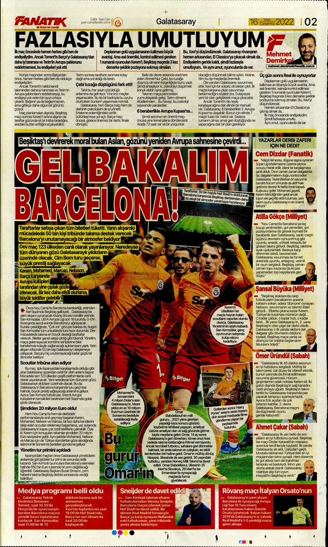 16 Mart 2022 Çarşamba günün spor manşetleri | Galatasaray'da gündem Barcelona maçı! 26