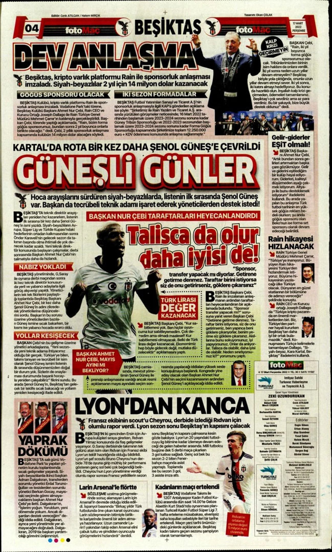 17 Mart 2022 günün spor manşetleri | Galatasaray tur için sahada! 13