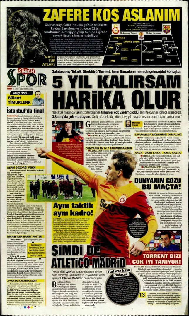 17 Mart 2022 günün spor manşetleri | Galatasaray tur için sahada! 16