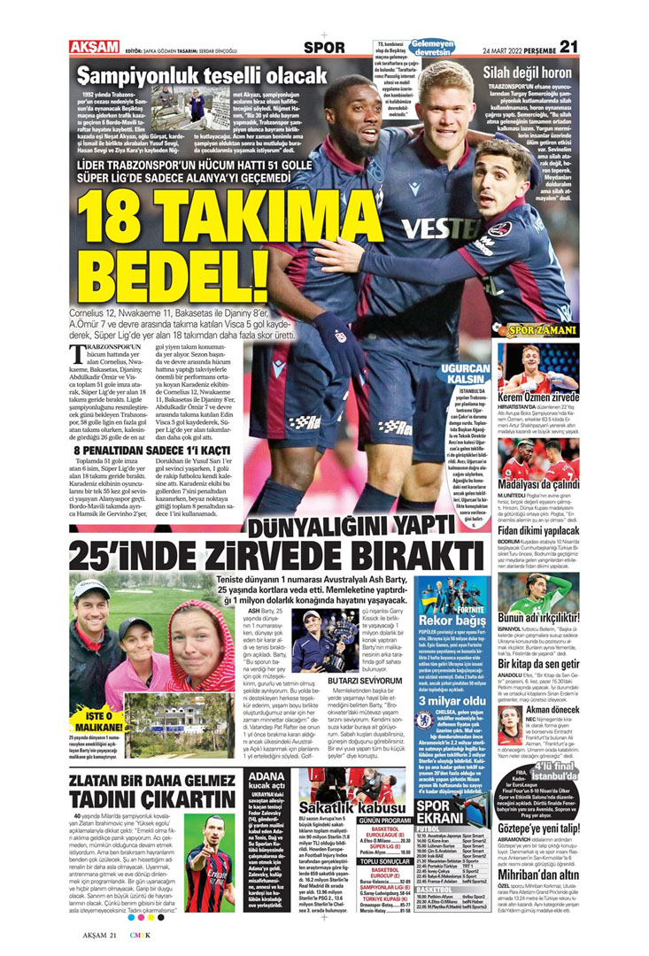 24 Mart 2022 Perşembe günün spor manşetleri | A Milli Takım, zorlu Portekiz deplasmanında! 19