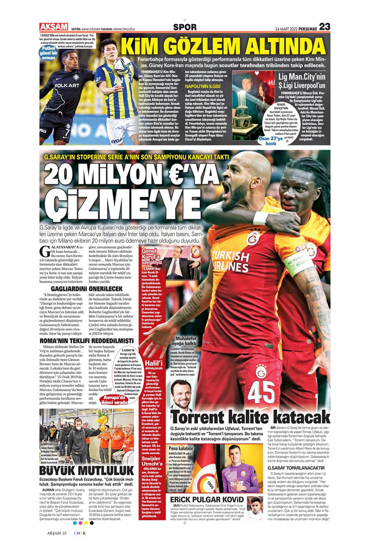 24 Mart 2022 Perşembe günün spor manşetleri | A Milli Takım, zorlu Portekiz deplasmanında! 6