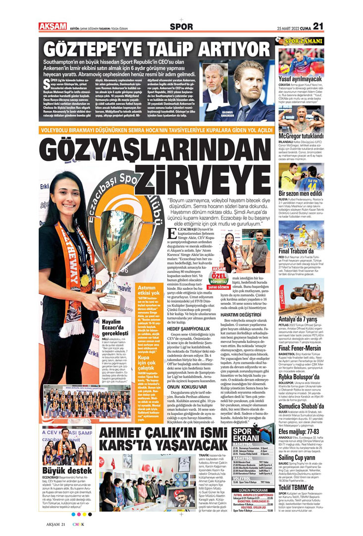 25 Mart 2022 Cuma günün spor manşetleri | A Milli Takım,  Portekiz karşısında tur şansını kaybetti! 9