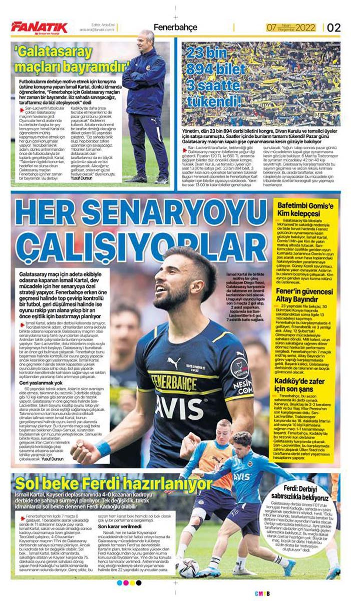 7 Nisan 2022 Perşembe gazetelerin spor manşetleri | Yıldızlar için gelecekler: Scoutların gözü Fenerbahçe - Galatasaray derbisinde 3