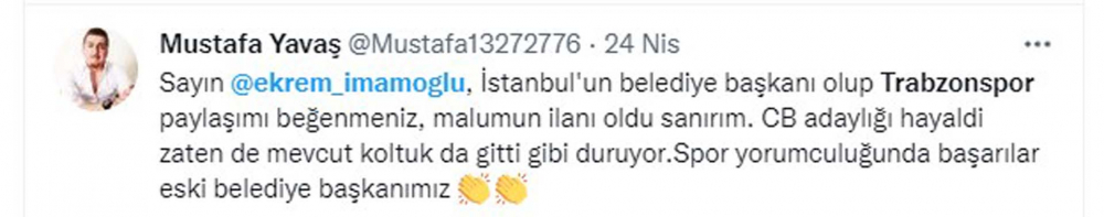 Ekrem İmamoğlu'nun Trabzonspor beğenisi Fenerbahçe taraftarını kızdırdı! " Cumhurbaşkanı adaylığı hayaldi zaten, spor yorumculuğunda başarılar" 5