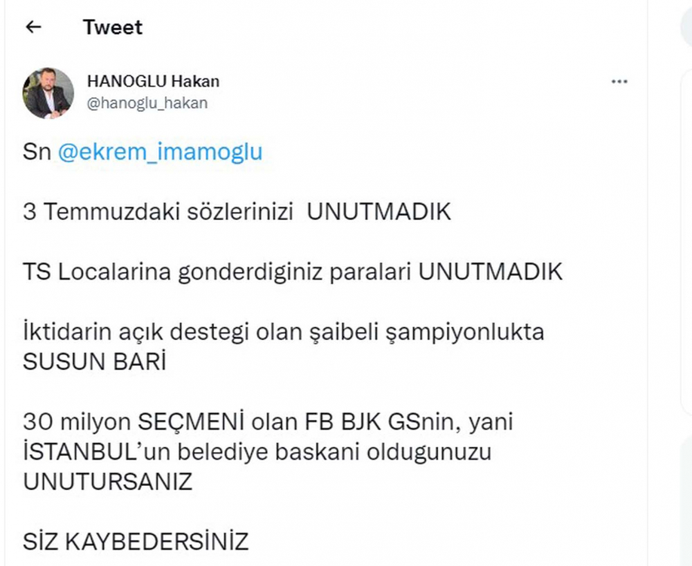 Ekrem İmamoğlu'nun Trabzonspor beğenisi Fenerbahçe taraftarını kızdırdı! " Cumhurbaşkanı adaylığı hayaldi zaten, spor yorumculuğunda başarılar" 9