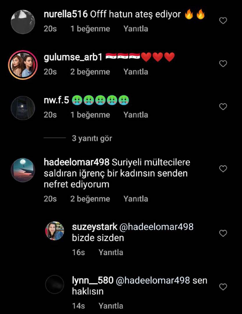 Ünlü oyuncu Burcu Özberk'in açıklamaları Suriyelileri kızdırdı! "Suriyelilere saldıran iğrenç bir kadınsın senden nefret ediyoruz" 7