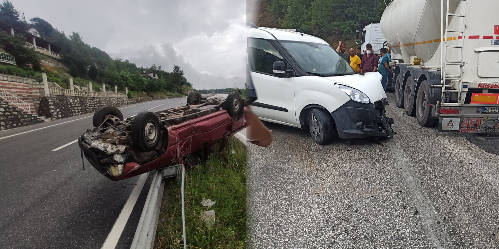 Yollar çarpışan araba pistine döndü! Kuvvetli yağış, trafik kazalarını da beraberine getirdi