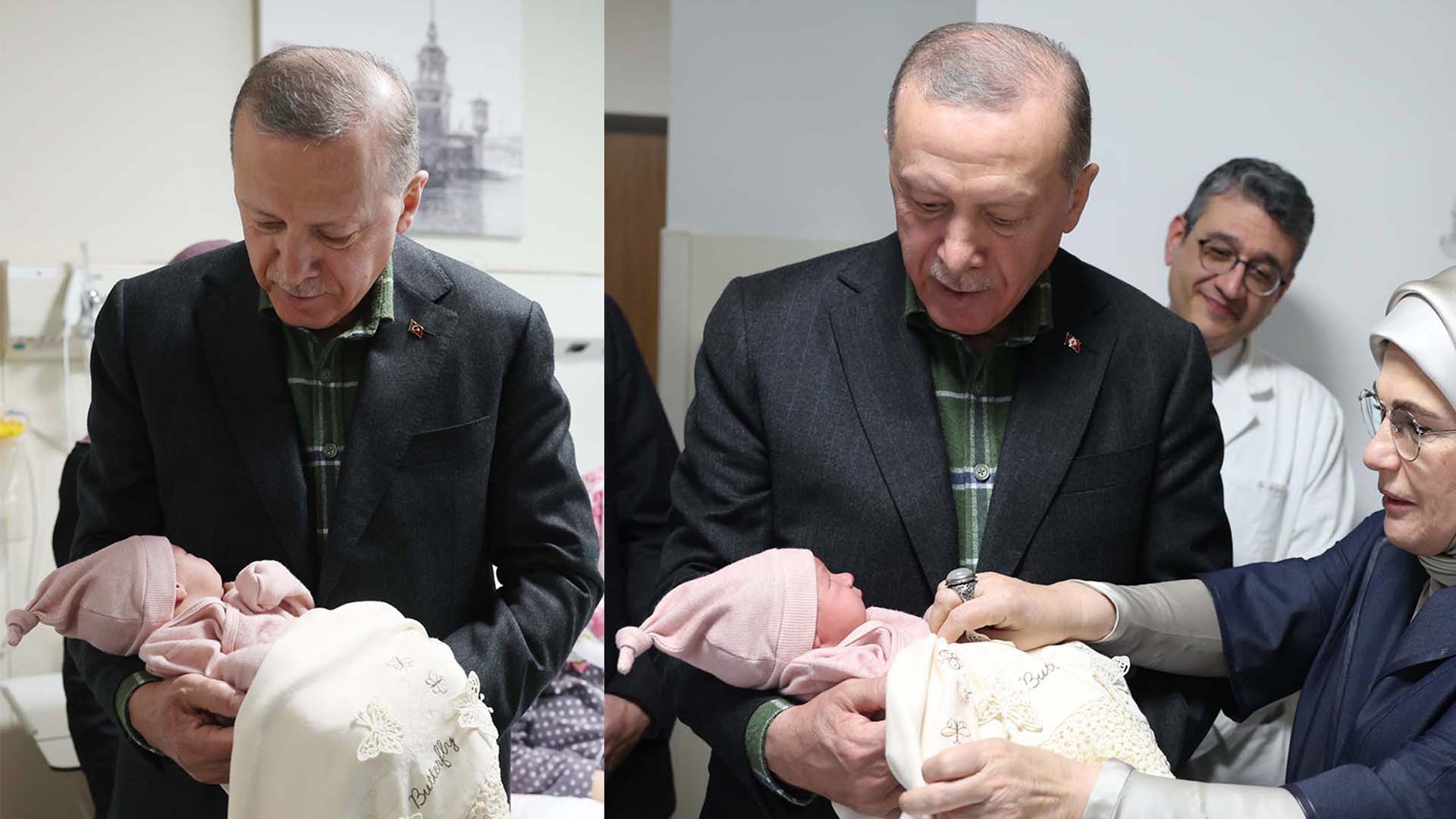 Cumhurbaşkanı Erdoğan, yeni doğan bebeğin kulağına ezan okudu, ismini koydu!