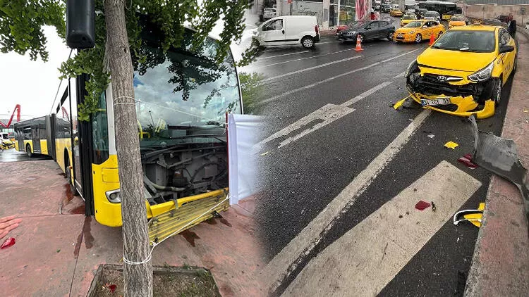 Kontrolünü kaybeden İETT çok sayıda araca hasar vererek durabildi