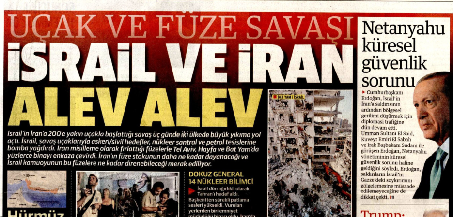 Uçak ve füze savaşı, İsrail ve İran alev alev: 16 Haziran 2025 gazete manşetleri