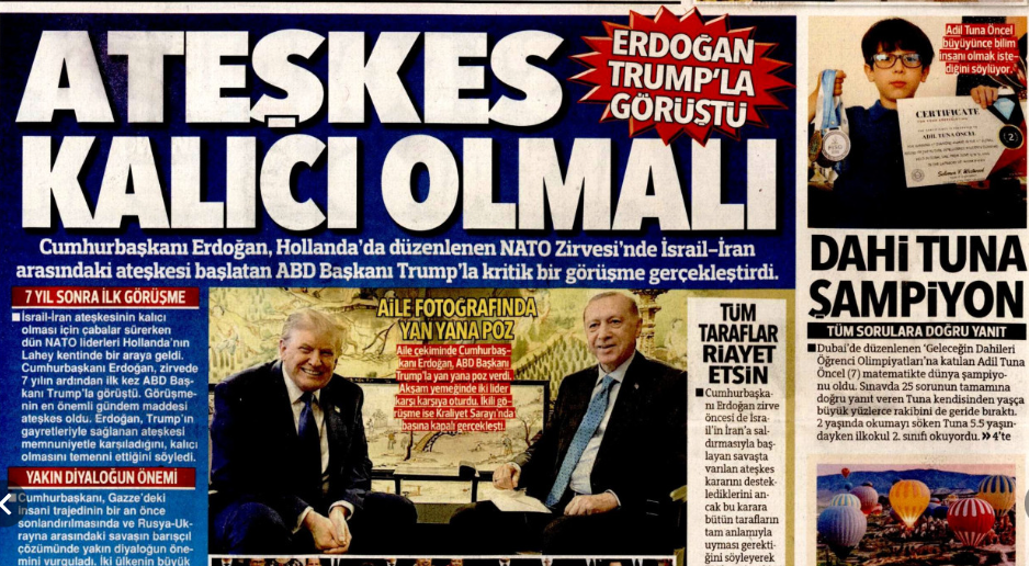 Ateşkes kalıcı olmalı! Başkan Erdoğan Trump ile görüştü: 25 Haziran 2025 gazete manşetleri