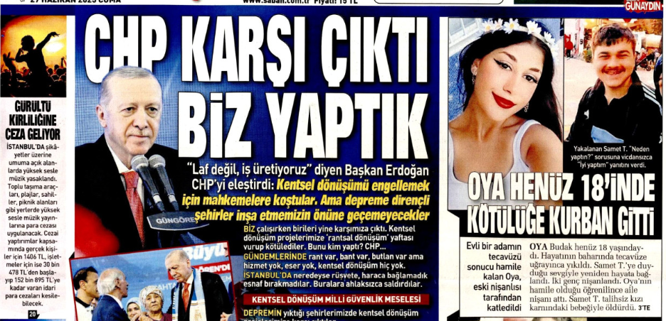 'CHP karşı çıktı biz yaptık' 27 Haziran 2025 gazete manşetleri